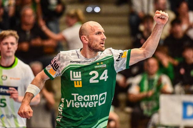 DAIKIN HBL Bundesliga Frisch Auf Göppingen HSG Wetzlar Göppingen, 07 05 2026 Marcel Schiller Frisch Auf Göppingen, 24 cheers after converting the 7-meter shot Göppingen, 07 05 2026 31 Matchday of the DAIKIN Handball Bundesliga, Frisch Auf Göppingen HSG Wetzlar, EWS Arena, Göppingen Copyright: xBEAUTIFULxSPORTS Märklx