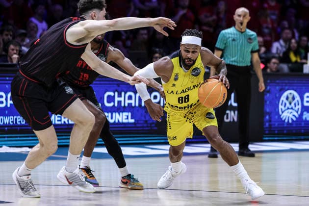 May 7, 2026, Badalona, Barcelona, Spain: Wesley Van Beck of La Laguna Tenerife in action during the Final Four Basketball Champions League Semi Finals basketball match played between Rytas Vilnius and La Laguna Tenerife at Palau Olimpic Badalona on May 07, 2026 in Badalona, Barcelona, Spain. Badalona Spain - ZUMAa181 20260507_zaa_a181_045 Copyright: xJavierxBorregox