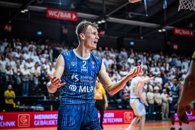easycredit BBL Basketball Bundesliga 2025 2026 33 Matchday 07 05 2026 Science City Jena vs MLP Academics Heidelberg Niklas Würzner Heidelberg , doesnt understand the whistle, Emotion, Portrait Sparkassen Arena