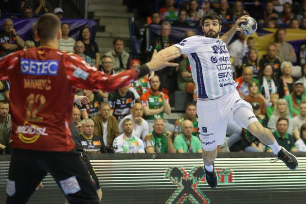 07 05 2026, xtgx, Handball, EHF Champions League 1 4 Final, SC Magdeburg Pick Szeged v l Imanol Garciandia Alustiza Szeged, 41 throws goal, goal scorer, scores goal, scores the goal Magdeburg