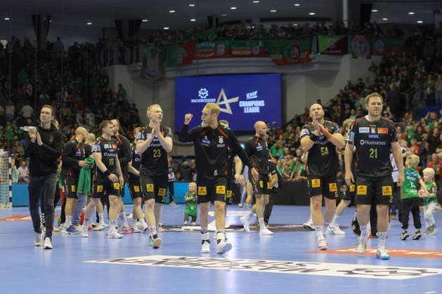 07 05 2026, xtgx, Handball, EHF Champions League 1 4 Final, SC Magdeburg Pick Szeged v l Magdeburg Cheering about the victory, cheering after the end of the game Magdeburg