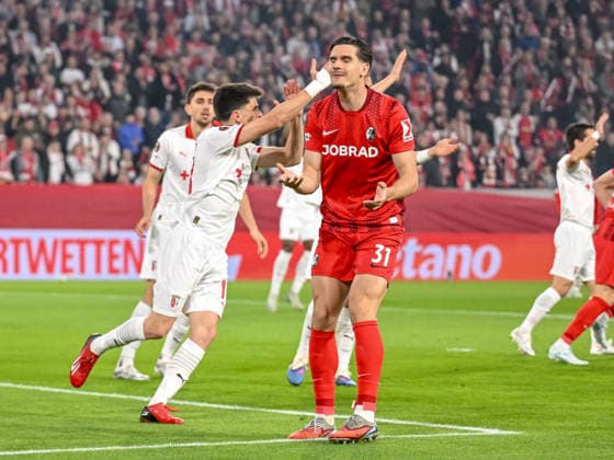 Igor MatanoviÄ‡ SC Freiburg gestures looks dejected during the UEFA Europa League 2025 26 Semi Final Second Leg match between Sport Club Freiburg and SC Braga at Stadion am Wolfswinkel on May 7, 2026 in Freiburg im Breisgau, Germany Photo by Harry Langer DeFodi Images
