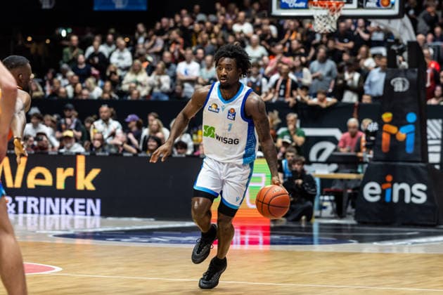 GER, easy Credit Basketball Bundesliga, Niners Chemnitz Frankfurt Skyliners 07 05 2026, Messe, Chemnitz, GER, easy Credit Basketball Bundesliga, Niners Chemnitz Frankfurt Skyliners Isaiah Swope Frankfurt Skyliners 1 Foto Alexander Trienitz Chemnitz Messe Sachsen Germany