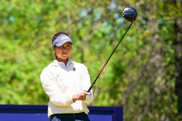 May 7, 2026, West Caldwell, New Jersey, USA: Yana Wilson (USA) tees off the 18th hole during round 1 of the 2026 Mizuho Americas Open at Mountain Ridge Country Club. West Caldwell USA - ZUMAw109 20260507_fap_w109_013 Copyright: xDebbyxWongx
