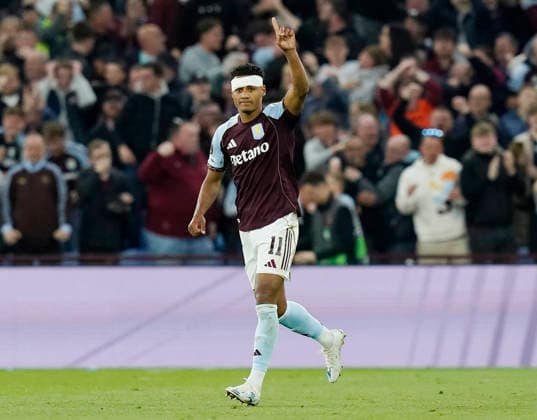 Birmingham, England, 7th May 2026. Ollie Watkins of Aston Villa celebrates scoring the first goal (1-1) during the Aston Villa vs Nottingham Forest UEFA Europa League semi final match 2nd leg match at Villa Park, Birmingham. Picture credit should read: Andrew Yates Sportimage EDITORIAL USE ONLY. No use with unauthorised audio, video, data, fixture lists, club league logos or live services. Online in-match use limited to 120 images, no video emulation. No use in betting, games or single club league player publications. SPI_057_AY_Villa_Forest SPI-4782-0057