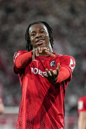 UEFA Europa League SC Freiburg vs Sporting Braga, 07 04 2026 Johan Manzambi SC Freiburg celebrates the 2-0 goal, 44 UEFA Europa League SC Freiburg vs Sporting Braga, Europa Park Stadium, 07 04 2026 Copyright: xBEAUTIFULxSPORTS Boscox