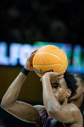 Rytas Vilnius v La Laguna Tenerife - Basketball Champions League Final Four Semifinal Jerrick Harding shoots a free throw during the semifinal of the Basketball Champions League Final Four between Rytas Vilnius and Laguna Tenerife at the Palau Olimpic de Badalona in Badalona, Spain, on May 7, 2026. Barcelona Spain  Copyright: xLeonardoxGerzonx originalFilename:gerzon-notitle260507_npp31.jpg