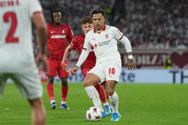Rodrigo Zalazar SC Braga, 10 on the ball , Germany, Football, UEFA Europa League, semi-final, second leg, 2025 2026, SC Freiburg vs SC Braga, 07 05 2026, Europa Park Stadion, Freiburg Freiburg Europa Park Stadion Baden Württemberg Germany Copyright: xArnexAmbergx