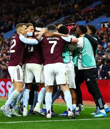 Emi Buendia of Aston Villa celebrates scoring a goal after making the score 2-0. Aston Villa v Nottingham Forest, UEFA Europa League, Semi Final, Second Leg, Football, Villa Park, Birmingham, UK - 07 May 2026Birmingham Villa Park United Kingdom EDITORIAL USE ONLY No use with unauthorised audio, video, data, fixture lists, club league logos or live services. Online in-match use limited to 120 images, no video emulation. No use in betting, games or single club league player publications. Copyright: xJamesxMarsh Shutterstockx 16861510ch