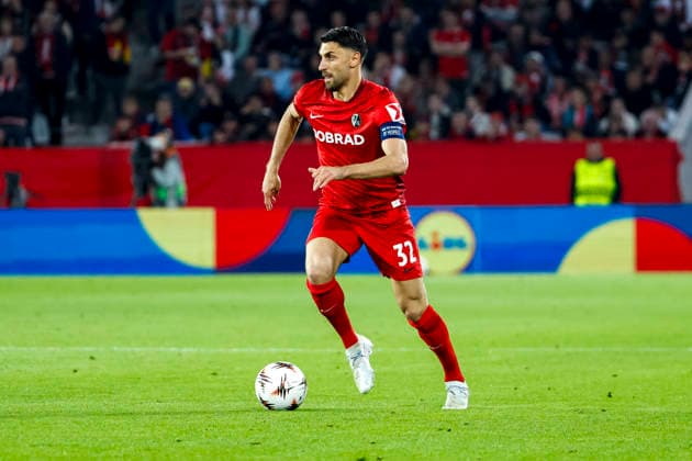 Vincenzo Grifo SC Freiburg, 32 on the ball , Germany, Football, UEFA Europa League, Semifinal, 2025 2026, SC Freiburg vs Sporting Braga, 07 05 2026, Freiburg im Breisgau Europa Park Stadium Germany Copyright: xGrantxHubbsx
