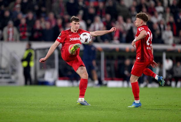 FOOTBALL EUROPE LEAGUE SEASON 2025 2026 Semi-final second leg 07 05 2026 SC Freiburg SC Braga Maximilian Eggestein SC Freiburg with Philipp Treu SC Freiburg