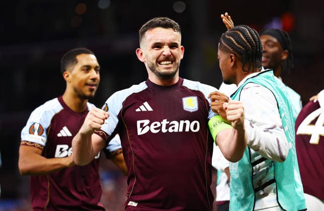 John McGinn of Aston Villa celebrates scoring a goal after making the score 3-0. Aston Villa v Nottingham Forest, UEFA Europa League, Semi Final, Second Leg, Football, Villa Park, Birmingham, UK - 07 May 2026Birmingham Villa Park United Kingdom EDITORIAL USE ONLY No use with unauthorised audio, video, data, fixture lists, club league logos or live services. Online in-match use limited to 120 images, no video emulation. No use in betting, games or single club league player publications. Copyright: xJamesxMarsh Shutterstockx 16861510cw