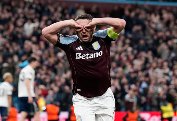 Birmingham, England, 7th May 2026. John McGinn of Aston Villa celebrates scoring their fourth goal during the Aston Villa vs Nottingham Forest UEFA Europa League semi final match 2nd leg match at Villa Park, Birmingham. Picture credit should read: Andrew Yates Sportimage EDITORIAL USE ONLY. No use with unauthorised audio, video, data, fixture lists, club league logos or live services. Online in-match use limited to 120 images, no video emulation. No use in betting, games or single club league player publications. SPI_092_AY_Villa_Forest SPI-4782-0092