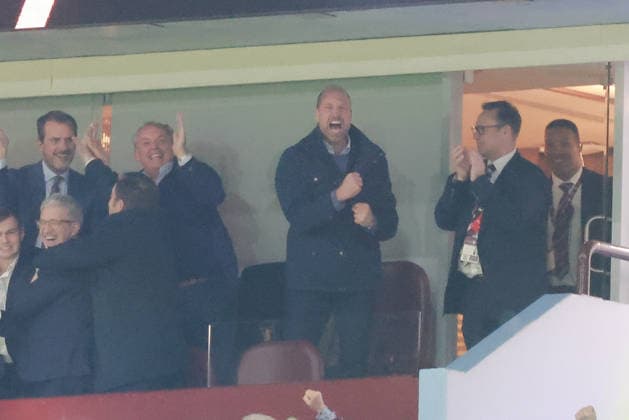 Europa League 2025 26 Semi Final 2nd Leg Aston Villa vs Nottingham Forest Villa Park 07.05.2026 HRH Prince William celebrates the 3rd goal by John Mcginn of Aston Villa 3-0 Europa League 2025 26 Semi Final 2nd Leg Aston Villa vs Nottingham Forest Villa Park 07.05.2026 Photograph By Marc Aspland The Times  Copyright: xMarcxAsplandx NINTCHDBPICT001078975028