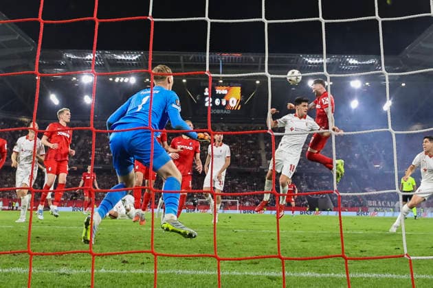 3 0 Goal for SC Freiburg by Lukas Kübler, Kubler SC Freiburg, 17 , Germany, Soccer, UEFA Europa League, Semifinal, 2025 2026, SC Freiburg vs Sporting Braga, 07 05 2026, Freiburg im Breisgau Europa Park Stadium Germany Copyright: xGrantxHubbsx
