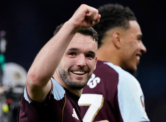 Birmingham, England, 7th May 2026. John McGinn of Aston Villa celebrates during the Aston Villa vs Nottingham Forest UEFA Europa League semi final match 2nd leg match at Villa Park, Birmingham. Picture credit should read: Andrew Yates Sportimage EDITORIAL USE ONLY. No use with unauthorised audio, video, data, fixture lists, club league logos or live services. Online in-match use limited to 120 images, no video emulation. No use in betting, games or single club league player publications. SPI_113_AY_Villa_Forest SPI-4782-0113