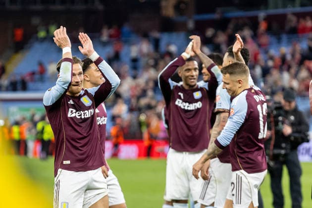 Aston Villa v Nottingham Forest, Europa League, Semi-Final Aston Villa players celebrate win after the Europa League semi final second leg match between Aston Villa and Nottingham Forest at Villa Park, Birmingham, UK on 7 May 2026. Birmingham Villa Park West Midlands UK Editorial use only , Copyright: xManjitxNarotrax PSI-24205-0055