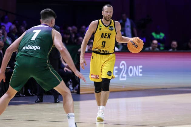 May 7, 2026, Badalona, Barcelona, Spain: Lukas Lekavicius of AEK BC in action during the Final Four Basketball Champions League Semi Finals basketball match played between AEK BC and Unicaja at Palau Olimpic Badalona on May 07, 2026 in Badalona, Barcelona, Spain. Badalona Spain - ZUMAa181 20260507_zaa_a181_150 Copyright: xJavierxBorregox