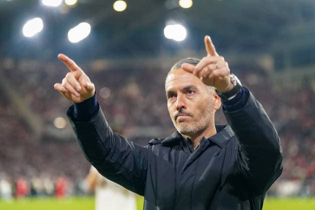 Germany Football Europa League 2025 2026, semi-final SC Freiburg vs Sporting Braga Europa Park Stadion Freiburg Carlos Vicens coach, SC Braga sadness, disappointment Copyright: xJOERANxSTEINSIEKx