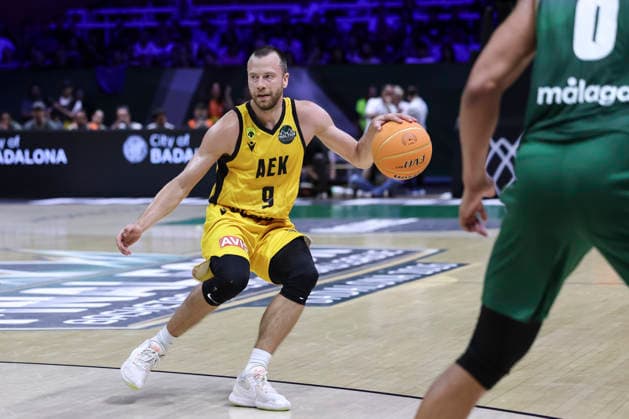 May 7, 2026, Badalona, Barcelona, Spain: Lukas Lekavicius of AEK BC in action during the Final Four Basketball Champions League Semi Finals basketball match played between AEK BC and Unicaja at Palau Olimpic Badalona on May 07, 2026 in Badalona, Barcelona, Spain. Badalona Spain - ZUMAa181 20260507_zaa_a181_175 Copyright: xJavierxBorregox
