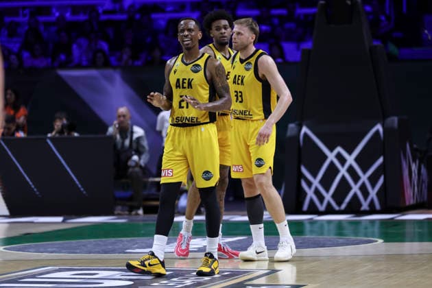 May 7, 2026, Badalona, Barcelona, Spain: James Nunnally of AEK BC gestures during the Final Four Basketball Champions League Semi Finals basketball match played between AEK BC and Unicaja at Palau Olimpic Badalona on May 07, 2026 in Badalona, Barcelona, Spain. Badalona Spain - ZUMAa181 20260507_zaa_a181_178 Copyright: xJavierxBorregox