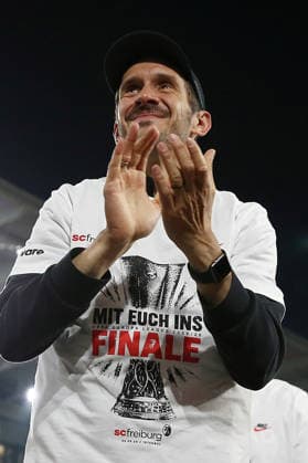 07 05 2026, xrekx, Football UEFA Europa League, SC Freiburg Sporting Braga v l Julian Schuster Trainer SC Freiburg Mannschaft, Spieler, jubeln nach Spielende, Team, Player, celebrate at the end of the match DFL DFB REGULATIONS PROHIBIT ANY USE OF PHOTOGRAPHS as IMAGE SEQUENCES and or QUASI VIDEO Freiburg