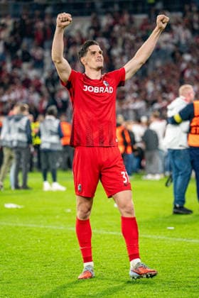 07 05 2026, xdaymx, Football UEFA Europa League, SC Freiburg Sporting Braga, Igor Matanovic Freiburg cheering after the match DFL DFB REGULATIONS PROHIBIT ANY USE OF PHOTOGRAPHS as IMAGE SEQUENCES and or QUASI VIDEO Freiburg