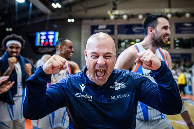 easycredit BBL Basketball Bundesliga 2025 2026 33 Matchday 07 05 2026 Science City Jena vs MLP Academics Heidelberg The joy must be out of Jena coach Mike Taylor after the successful relegation Portrait, Emotion, Scream Sparkassen Arena