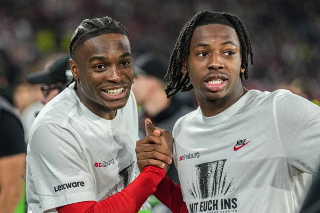 UEFA Europa League SC Freiburg vs Sporting Braga, 07 04 2026 Bruno Ogbus SC Freiburg, 43 and Johan Manzambi SC Freiburg, 44 UEFA Europa League SC Freiburg vs Sporting Braga, Europa Park Stadium, 07 04 2026 Copyright: xBEAUTIFULxSPORTS Boscox