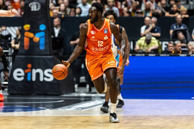 GER, easy Credit Basketball Bundesliga, Niners Chemnitz Frankfurt Skyliners 07 05 2026, Messe, Chemnitz, GER, easy Credit Basketball Bundesliga, Niners Chemnitz Frankfurt Skyliners Amadou Sow Niners Chemnitz, 12 Foto Alexander Trienitz Chemnitz Messe Sachsen Germany