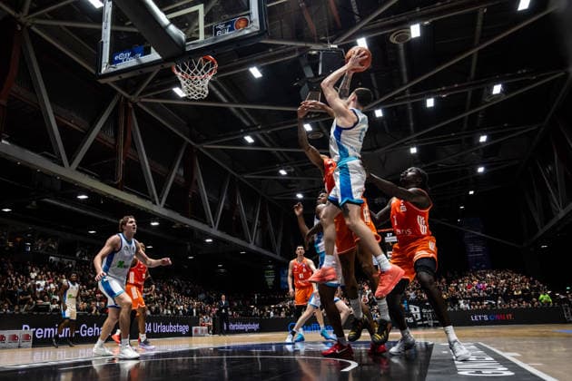 GER, easy Credit Basketball Bundesliga, Niners Chemnitz Frankfurt Skyliners 07 05 2026, Messe, Chemnitz, GER, easy Credit Basketball Bundesliga, Niners Chemnitz Frankfurt Skyliners Logan Johnson Frankfurt Skyliners 0 Foto Alexander Trienitz Chemnitz Messe Sachsen Germany