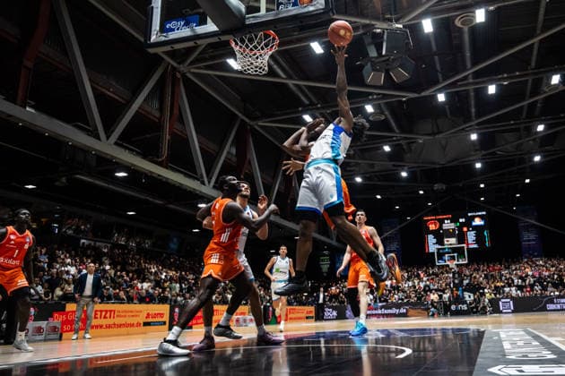 GER, easy Credit Basketball Bundesliga, Niners Chemnitz Frankfurt Skyliners 07 05 2026, Messe, Chemnitz, GER, easy Credit Basketball Bundesliga, Niners Chemnitz Frankfurt Skyliners Isaiah Swope Frankfurt Skyliners 1 Foto Alexander Trienitz Chemnitz Messe Sachsen Germany
