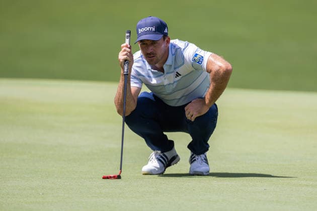 May 7, 2026: Nick Taylor checks his line on the eighth hole during the first round of the 2026 Truist Championship at Quail Hollow Club in Charlotte, NC. ( CSM) Charlotte United States - ZUMAc04_ 20260507_zma_c04_045 Copyright: xScottxKinserx