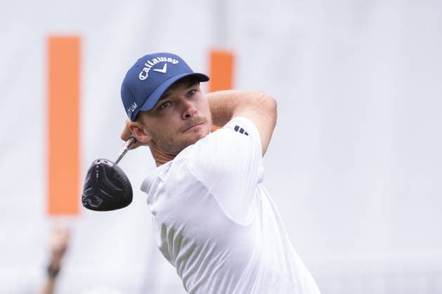 May 7, 2026: Nicolai Hojgaard tees off on the first hole during the first round of the 2026 Truist Championship at Quail Hollow Club in Charlotte, NC. ( CSM) Charlotte United States - ZUMAc04_ 20260507_zma_c04_050 Copyright: xScottxKinserx