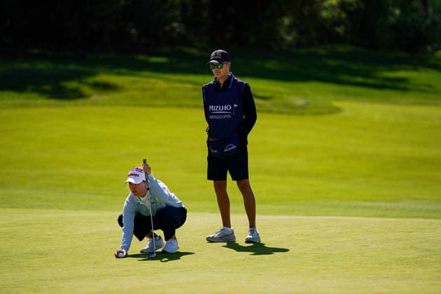 May 7, 2026, West Caldwell, New Jersey, USA: Nanna Koerstz Madsen (DEN) lines up a putt on the 9th green during round 1 of the 2026 Mizuho Americas Open at Mountain Ridge Country Club. West Caldwell USA - ZUMAw109 20260507_fap_w109_024 Copyright: xDebbyxWongx
