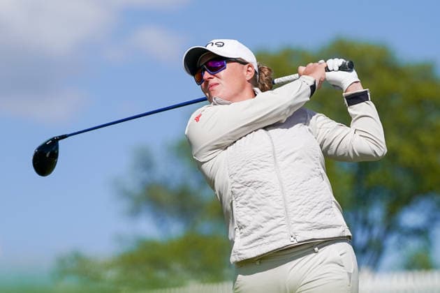 May 7, 2026, West Caldwell, New Jersey, USA: Manon De Roey (BEL) tees off the 1st hole during round 1 of the 2026 Mizuho Americas Open at Mountain Ridge Country Club. West Caldwell USA - ZUMAw109 20260507_fap_w109_029 Copyright: xDebbyxWongx