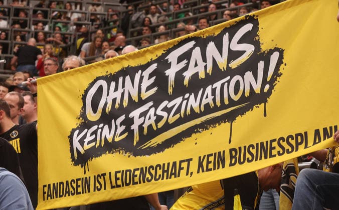 Ludwigsburg , easyCredit Basketball Bundesliga MHP Riesen Ludwigsburg vs Bayern Munich , Riesen fans with banner