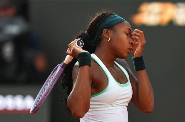(260508) -- ROME, May 8, 2026 -- Coco Gauff reacts during the women s singles second round match between Coco Gauff of the United States and Tereza Valentova of the Czech Republic at the WTA, Tennis Damen Italian Open in Rome, Italy, May 7, 2026. ) (SP)ITALY-ROME-TENNIS-WTA-ITALIAN OPEN-WOMEN S SINGLES WangxKaiyan 