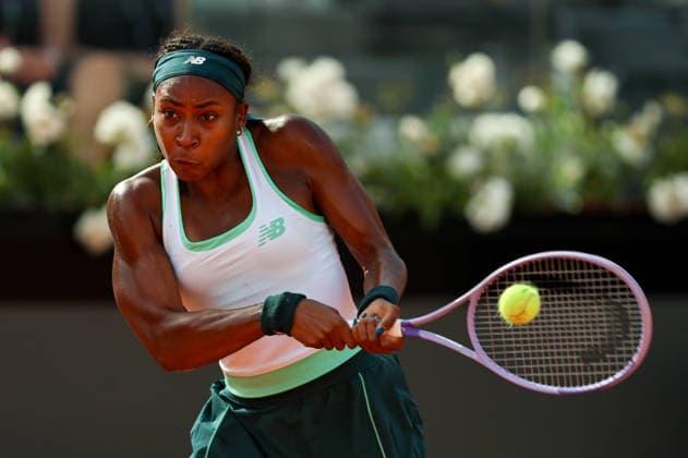 (260508) -- ROME, May 8, 2026 -- Coco Gauff hits a return during the women s singles second round match between Coco Gauff of the United States and Tereza Valentova of the Czech Republic at the WTA, Tennis Damen Italian Open in Rome, Italy, May 7, 2026. ) (SP)ITALY-ROME-TENNIS-WTA-ITALIAN OPEN-WOMEN S SINGLES WangxKaiyan 