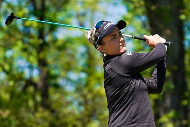 May 7, 2026, West Caldwell, New Jersey, USA: Lexi Thompson (USA) tees off the 18th hole during round 1 of the 2026 Mizuho Americas Open at Mountain Ridge Country Club. West Caldwell USA - ZUMAw109 20260507_fap_w109_035 Copyright: xDebbyxWongx