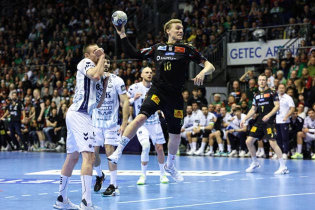 Gisli Kristjansson SC Magdeburg,10 Quarterfinals Handball Machineseeker Champions League Season 2025 2026 SC Magdeburg vs SC Pick Szeged at the GETEC Arena in Magdeburg Action,Handball,Germany,07 05 2026