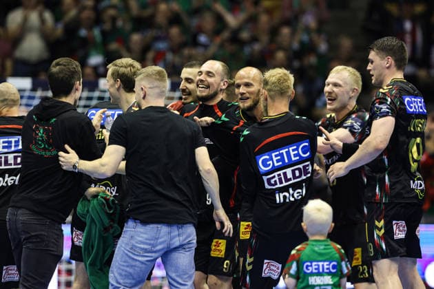 Tim Zechel SC Magdeburg,9 and Tim Hornke SC Magdeburg,17 Quarterfinals Handball Machineseeker Champions League Season 2025 2026 SC Magdeburg vs SC Pick Szeged at the GETEC Arena in Magdeburg Action,Handball,Germany,07 05 2026