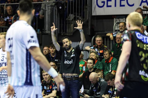 Coach Bennet Wiegert SC Magdeburg Quarterfinals Handball Machineseeker Champions League Season 2025 2026 SC Magdeburg vs SC Pick Szeged at the GETEC Arena in Magdeburg Handball,Germany,07 05 2026