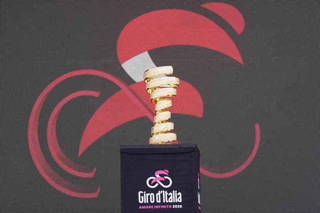 The trophy (trofeo senza fine) during Stage 1 of the Giro d™Italia, from Nessebar to Burgas, Bulgaria, Friday, May 8, 2026.  Copyright: xGianxMattiaxD Alberto LaPressex