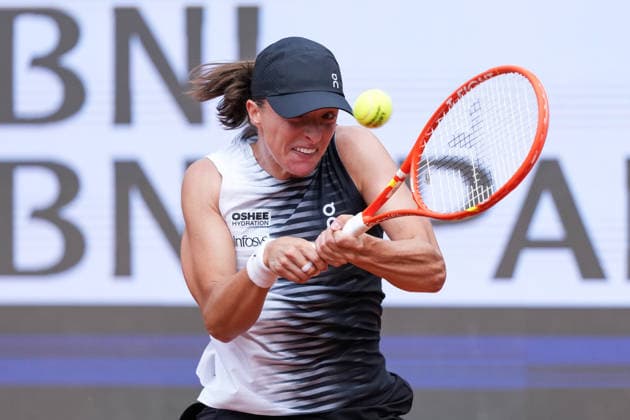 Iga Swiatek of Poland during the match against Caty McNally of United States at the Internazionali BNL d Italia 2026 tennis tournament at Foro Italico in Rome (Italy) on May, 8, 2026. AntoniettaxBaldassarre
