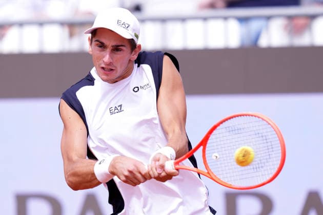 Matteo Arnaldi (ITA) during the match between Alex De Minaur (AUS) vs Matteo Arnaldi (ITA) at the Italian Open in Rome, Friday, May 8, 2026. (Alfredo Falcone LaPresse)  Copyright: xAlfredoxFalcone LaPressex