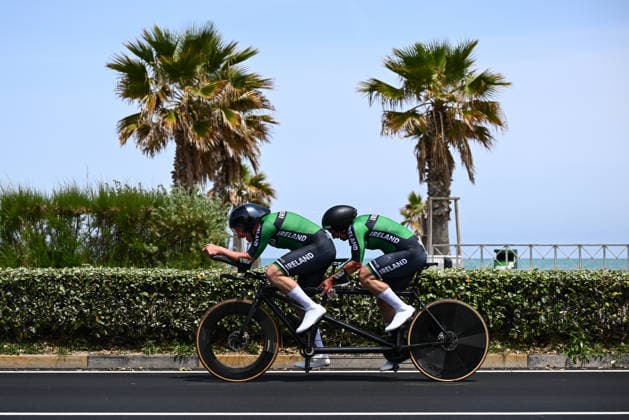UCI Para Cycling Road World Cup: Round 3 Picture by Olly Hassell SWpix.com - 08 05 2026 - Cycling - UCI Para Cycling Road World Cup: Round 3 - Pescara, Abruzzo, Italy - Men B Individual Time Trial (ITT) Damien Vereker piloted by Mitchell McLaughlin (Ireland) Copyright: x xSWpix.comx(t axPhotographyxHubxLtd)xOllyxHassell SWpix.comx SWP-3030-13898