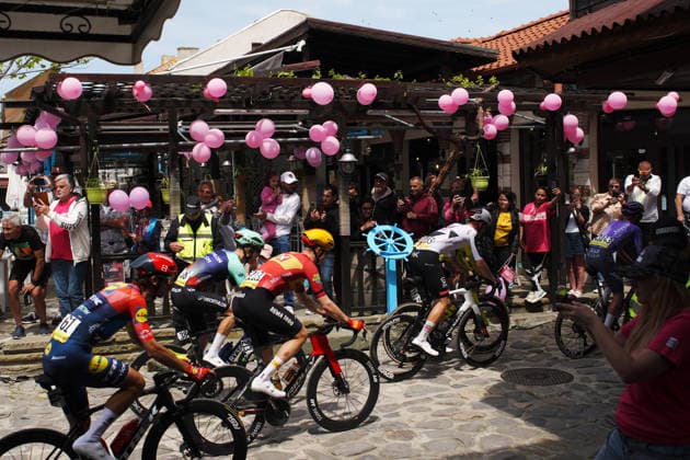The pack rides cycles during Stage 1 of the Giro d™Italia, from Nessebar to Burgas, Bulgaria, Friday, May 8, 2026.  Copyright: xMarcoxAlpozzi LaPressex