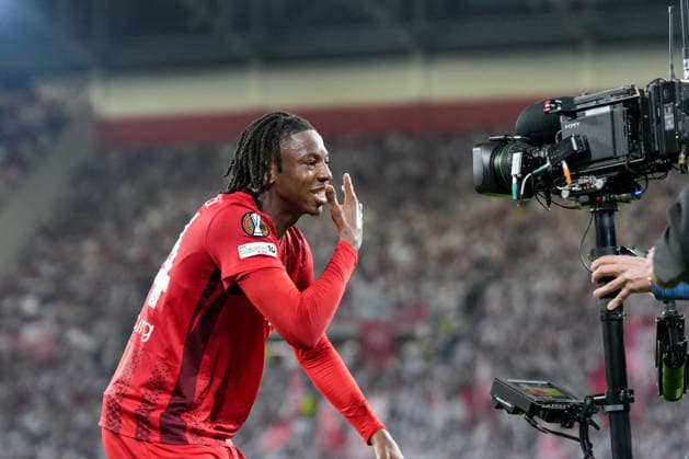 Johan Manzambi (SC Freiburg, 44) Torjubel, Emotionen, Torschuss, Abschluss, Torerfolg, Tor, Treffer , Deutschland, Fussball, UEFA Europa League, Halbfinale, Rückspiel, 2025 2026, SC Freiburg vs. SC Braga, 07.05.2026, Europa-Park Stadion, Freiburg Freiburg Europa-Park Stadion Baden-Württemberg Deutschland *** Johan Manzambi SC Freiburg, 44 goal celebration, emotions, goal shot, goal, goal, goal, Germany, football, UEFA Europa League, semi-final, second leg, 2025 2026, SC Freiburg vs SC Braga, 07 05 2026, Europa Park Stadion, Freiburg Europa Park Stadion Baden Württemberg Germany Copyright: xArnexAmbergx