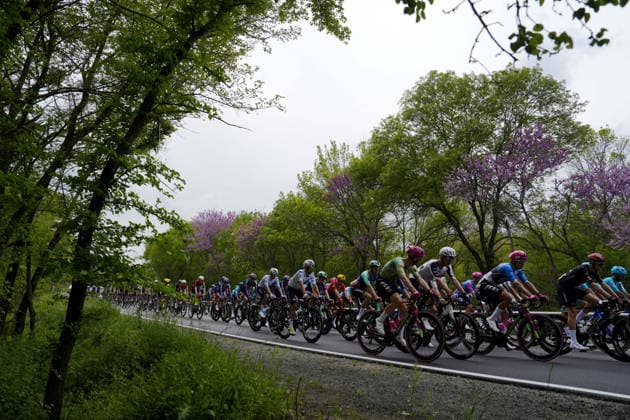 The pack rides cycles during Stage 1 of the Giro d™Italia, from Nessebar to Burgas, Bulgaria, Friday, May 8, 2026.  Copyright: xFabioxFerrari LaPressex